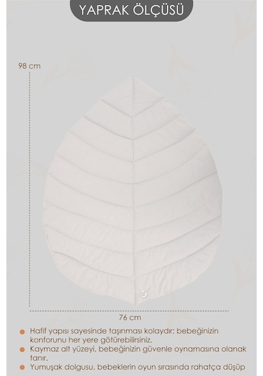 Mordesign Bebek Oyun Alanı, Tavşan Bebek Aktivite Matı, Yaprak Tasarım Oyun Matı, Baby Gym Serisi, Gri