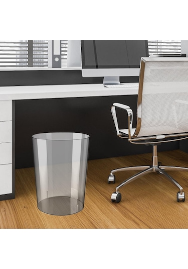 Suntek Çöp Sepeti Şeffaf Minimalist Çöp Kovası Tuvalet Gri