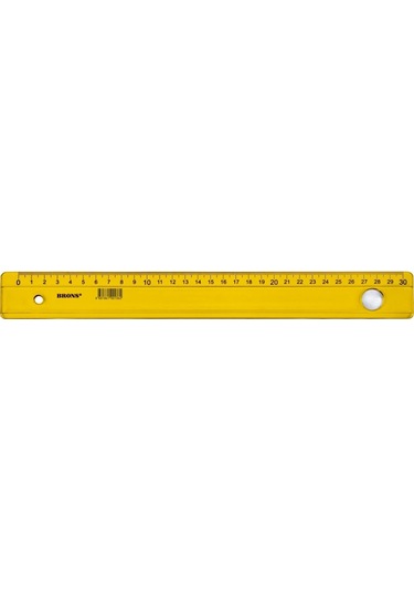Brons Plastik Renkli Cetvel 30 CM Sarı