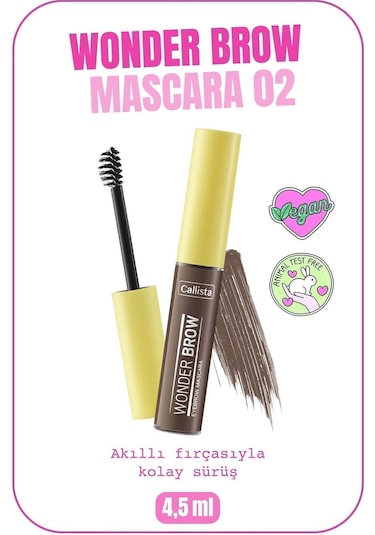 Callista Wonder Brow Eyebrow Mascara Kaş Maskarası - 02 Brown - Kahverengi