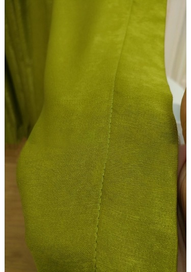 Evdepo Home Fıstık Yeşil Düz Renk Soft Fon Perde Tek Kanat Yeşil