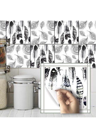 Dianziye Klasik Akdeniz Stili Pvc Otostik Tile Sticker 20x20cm 10 Adet - Duvar Dekoru İçin Kolay Uygulama Ve Kaldırma Diğer