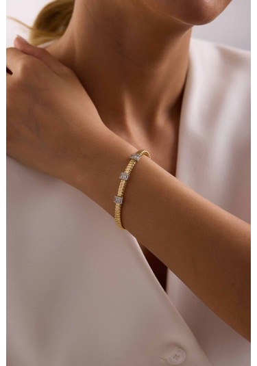 İtaly Model Özel Tasarım Altın Baget Bileklik 18 Cm - 5 Mm T13992 Renkli