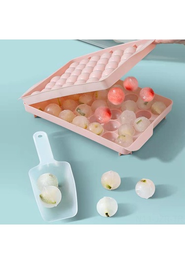 Geeroyoo Evde Kullanıma Ideal 33 Hücreli Yuvarlak Buzluk Seti - Kapağı Ve Çakmaçasıyla, Dayanıklı Materyal, Nordik Mavi, 2 Katlı Buz Dondurma Aleti Çok Renkli