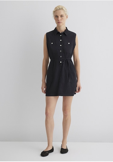 Mavi - Simla Gold Klasik Puslu Siyah Jean Elbise 1310659-89758 Siyah