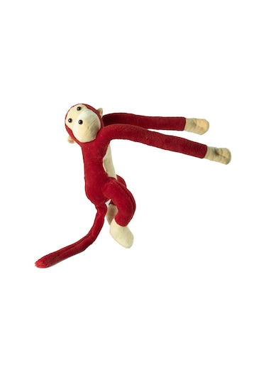 Pelüş Maymun Sevimli Sarılan Maymun Kırmızı 50 Cm