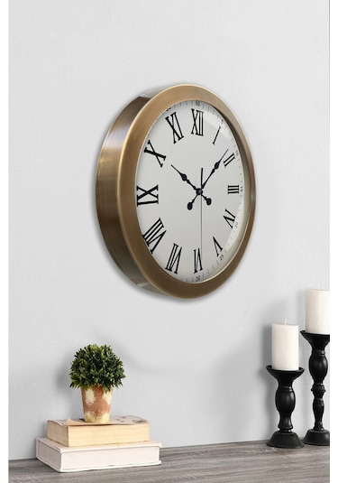 36 Cm Eskitme Metal Roma Rakamlı Duvar Saati Çok Renkli