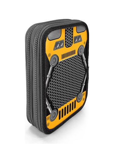 Coral High Kids Sarı Siyah Robot Desenli Çift Katlı Kalem Çanta 11156 Sarı - Siyah