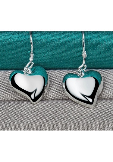 925 Ayar Gümüş Salanan Kalp Küpe