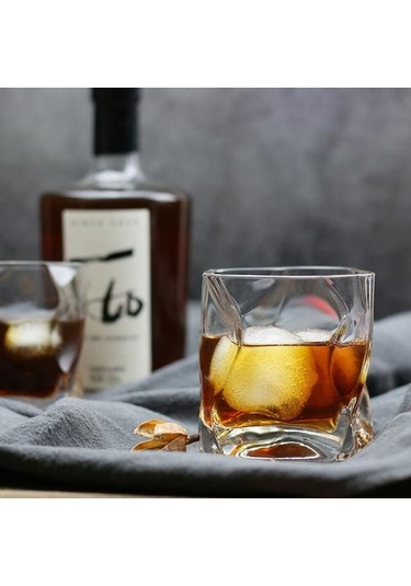 1 Adet Sanat Tasarım Kırpma Viski Tumbler Cam Düzensiz Kıvrımlar Verre Vodka Kupalar Kişilik Brendi Snifters Buzlu Viski Kaya Cam Eski Moda Cam Şeffaf Açık Gri