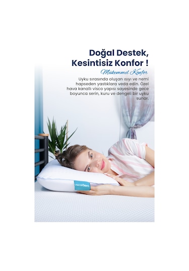 Viscofoam Air Terapi Hava Kanallı Ortopedik Yastık Visco Yastık Mavi 60x40x16cm