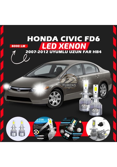 Honda Civic Fd6 2007-2012 Uzun Far Uyumlu Şimşek Etkilii Led Xenon Performance Series Hb4
