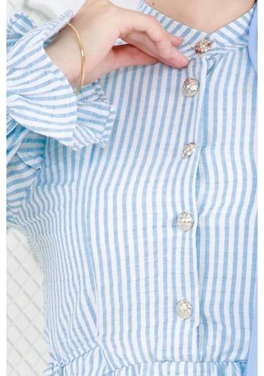 Pötükare Fırfır Detaylı Eda Elbise-bebe Mavi-3987-bebe Mavi Bebek Mavisi