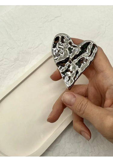 Best Price 34 Elbise Ve Ceket İçin Şık Kalpli Bijuteri Toka 342231421 Gri