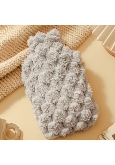 İmitasyon Tavşan Kürkü Su Dolu Pvc Soğuk / Sıcak Kompresler İçin Patlamaya Dayanıklı Sıcak Su Torbası, Renk: Mavi 1000ml