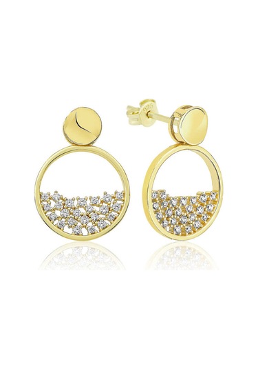 Gümüş Gold Çiğ Damlası Küpe 14 MM Gümüş