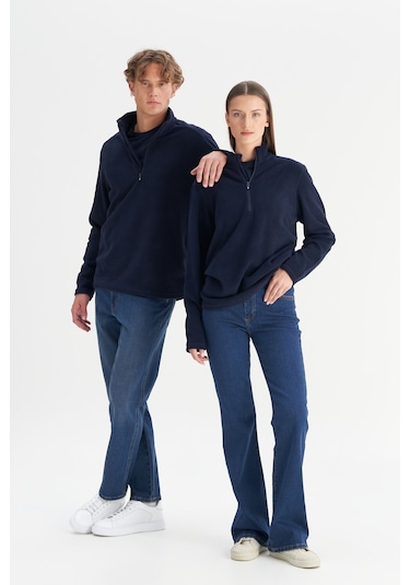 Erkek Lacı Anti-pilling Tüylenme Yapmayan Standart Fit Dik Yaka Polar Sweatshirt Lacı