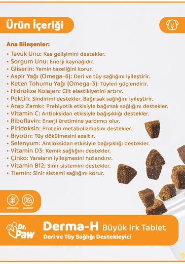 Dr. Paw Derma H Plus Tüy Sağlığı Destekleyici Tablet 120 G