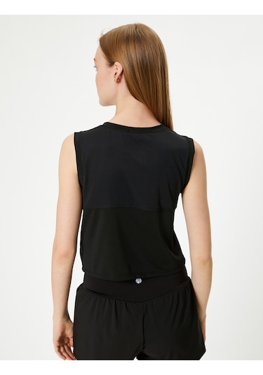 Koton Spor Crop Kolsuz Tişört Bisiklet Yaka Rahat Kalıp Siyah 4sak30156nk Siyah