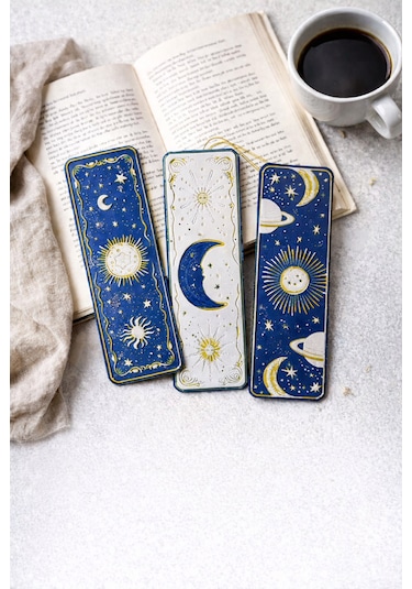 Celestial Night Güneş & Ay Temalı Kitap Ayracı Seti
