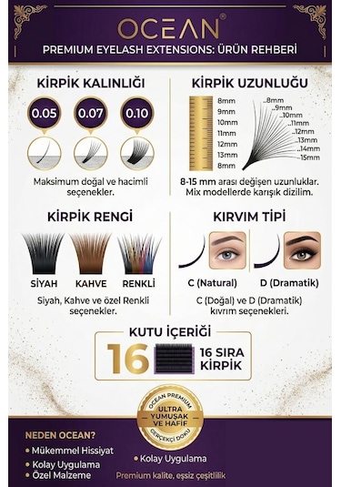 Ocean 0.10d Dramatik Kıvrım 10 Mm Soft Eyelash Doğal İpek Kirpik 16'lı