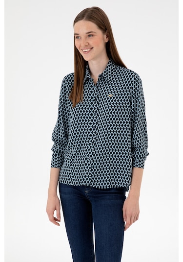 U.s. Polo Assn. Kadın Lacivert Gömlek Desenli 50317243-vr033 Lacivert