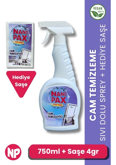 Nanopax Cam Temizleyici 750 ML Sprey + Yedek Saşe