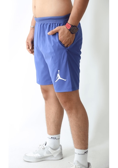 Erkek Jordan Mavi Şort, Running Spors Hızlı Kuruma Hafif Gym Koşu Spor Salonu Basketbol Şortu Mavi