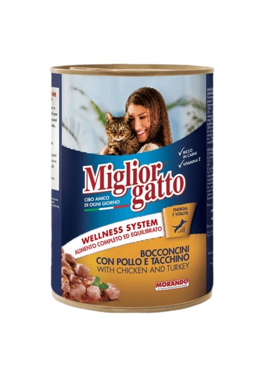 Miglior Gatto Tavuk Hindi Chunks Kedi Konserve 405g 24'lü