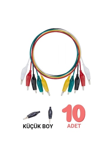 Küçük Boy Krokodil Test Kablosu 45-50cm - 10 Adet Timsah Ağız