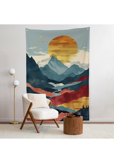 Dağların Üstündeki Güneş Manzarası Duvar Örtüsü-7649