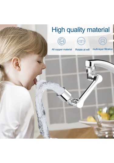 Qianfan 1080 Derece Dönebilen Musluk Uzatma, Evrensel Büyük Gümüş