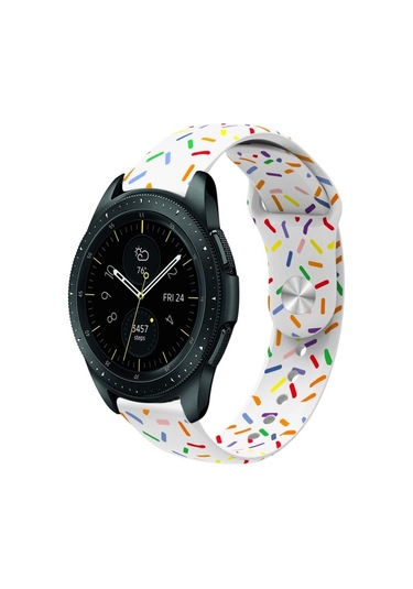 Sones Samsung Galaxy Uyumlu Watch Active 2 40mm / 44mm Spor Gökkuşağı Noktaları Silikon Toka Saat Kordonu