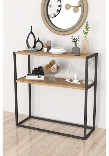 Bofigo Metal Ayaklı Dresuar Dekoratif Raflı Dresuar Çam