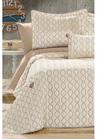 Brillance Çift Kişilik Yatak Örtüsü Krem Cappucino Cappucino