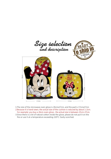 Mickey Ve Minnie Pişirme Eldivenleri Karikatür Yalıtım Matı Pembe Mikrodalga No7 No7