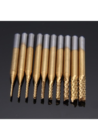 Cnc End Mill Gravür Kesici Karbür 10 Adet 0.8/3.175mm Pcb, Smt, Cnc Matkap Uç