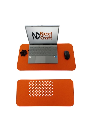 Çalışma Masası Düzenleyici Keçe Bilgisayar Mouse Pedi Masa Üstü Düzenleyici Mat 70x32 Cm Turuncu
