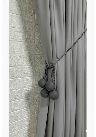 Modern Sarım 4 Toplu Braçol Kornişe Takmatik Ipli Tavan Perde Aksesuarı Antrasit