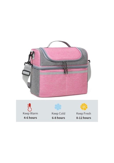Yalıtımlı Öğle Yemeği Çantası Çift Katlı Öğle Yemeği Tote Büyük Sızdırmaz Genişletilebilir Öğle Yemeği Kutusu Siyah