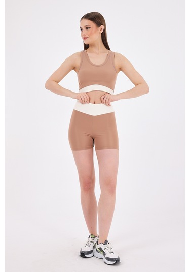 Scorp Sense Kadın Spor Kısa Biker Tayt Bej STANDART