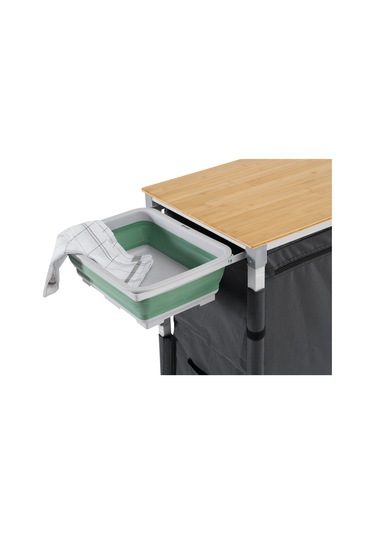 Outwell Padres Storage Unit W. Side Table Bambu Portatif Kamp Mutfağı Çok Renkli