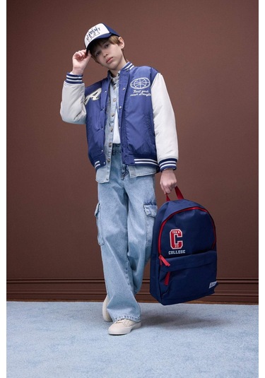 Defacto Unisex Çocuk Baskılı Oxford Okul Sırt Çantası C5542A8NSNV2