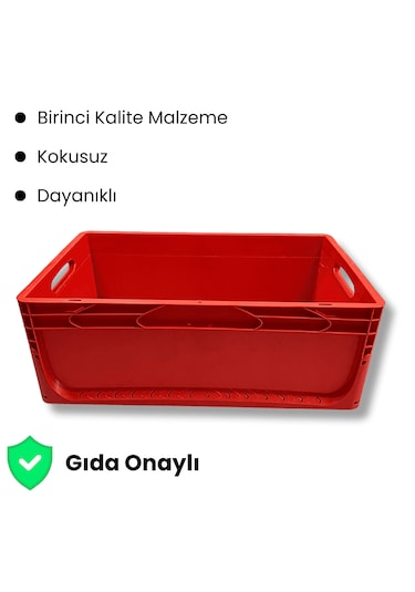 Alpbx 1.kalite Kırmızı Plastik Kasa 60x40x22 Cm - Kutu 44 Litre Kırmızı
