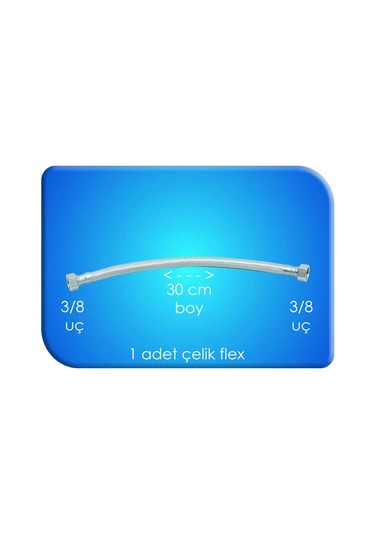 Flex Çelik Su Hortumu 3/8 3/8 Uç 30 Cm Boy 1 Adet