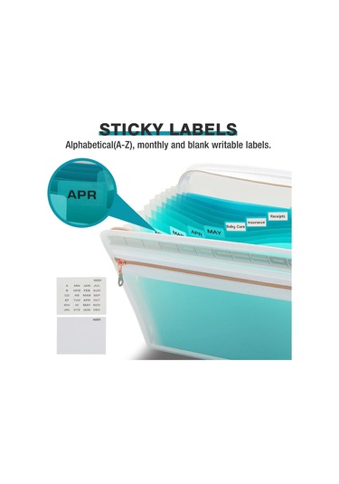 13 Cep Genişleyen Dosya Klasörü Düzenleyici, Ön Şeffaf Kese, Çok Renkli