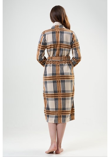 Kadın Uzun Şal Yaka Kahve Polar Sabahlık C4t3n0o102 001