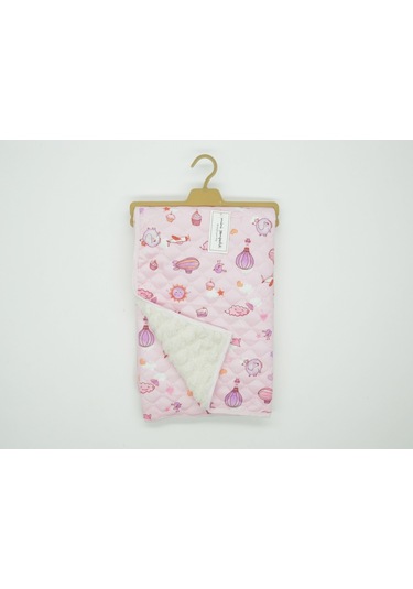 Baskılı Kapitone İçi Peluşlu Battaniye - 90x90 Pembe