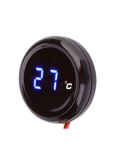 Kosona Motosikletler İçin Evrensel Dairesel İnce Ekranlı Su Sıcaklığı Göstergesi Mavi Işık - 0-120 C Aralığı, 12v Uyumlu, Su Geçirmez, Aşırı Sıcaklık Uyarısı