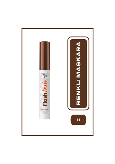 Golden Rose Suya Dayanıklı Förmüllü Hacim Veren Flash Lash Renkli Maskara 11 Chocolate